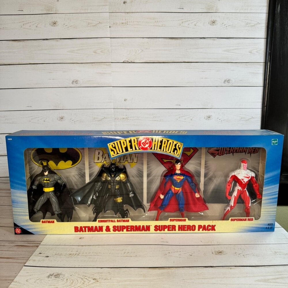 DC Super Heroes Batman & Superman Super‎ Hero 4 Pack 1999 Hasbro Sealed RARE